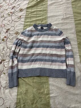 GAP Striped Crewneck Sweater in Blue, Cream & Brown